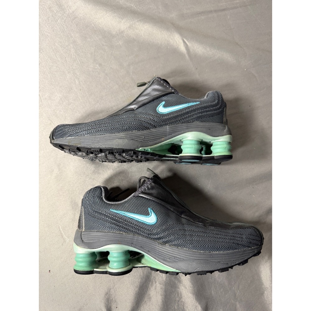 Nike Shox Zip Up Shroud Sneakers Grey Teal Women's 6.5 Running Shoes Y2K